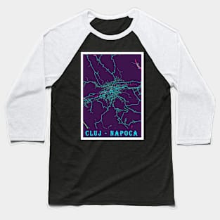 Cluj - Napoca Neon City Map, Cluj - Napoca Minimalist City Map Art Print Baseball T-Shirt